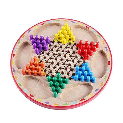 一躍齊飛 二合一兒童木制大號跳跳棋，益智與歡樂的木質飛行棋體驗
